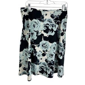 Talbots‎ Women's 10 A Line Poplin Skirt  Blue Abstract Floral EUC Length 24.25"